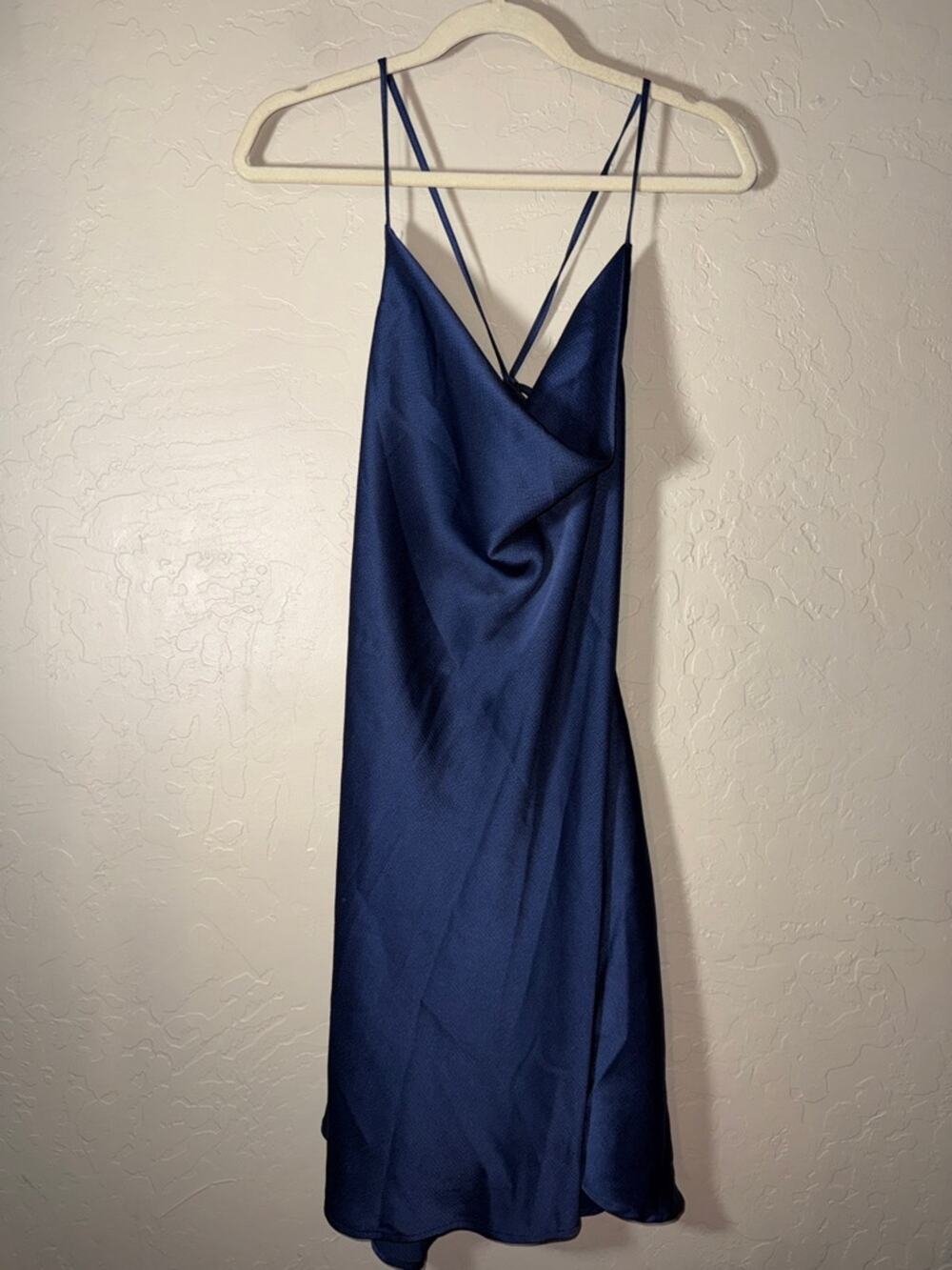 Karen Millen Satin Cowl Neck Woven Mini Slip Dress navy NWT size 12